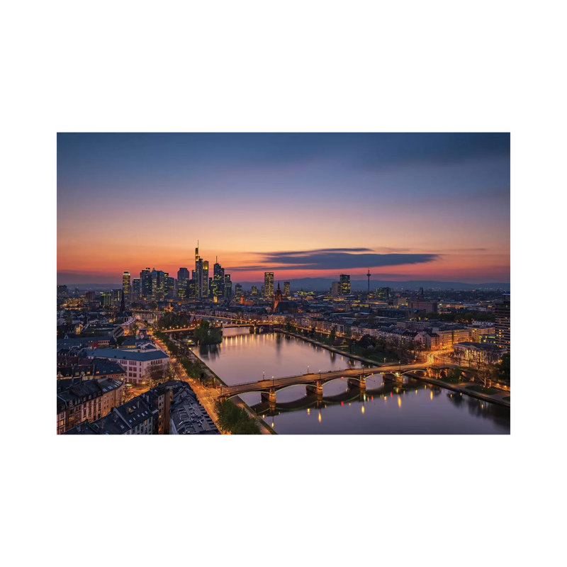 Frankfurt Skyline at Sunset 1 Piece Wrapped Canvas Wall Art, 101.6 cm H x 66.04 cm W x 1.91 cm D