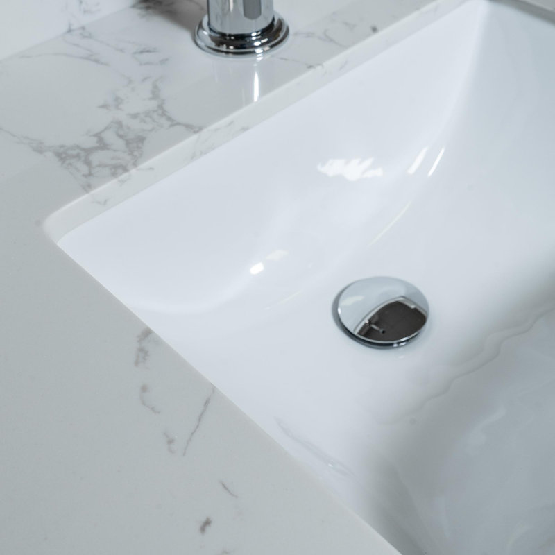 Lavabo encastré rectangulaire en céramique, Simple