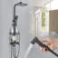 Black EXposed Bathroom Shower Mixer Twin Head Large Bar Set Square Valve System
