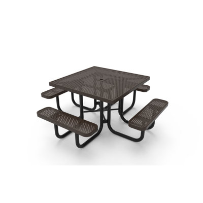 COATEDOUTDOORFURNITURE 46In Square Picnic Table, Punched, Brown