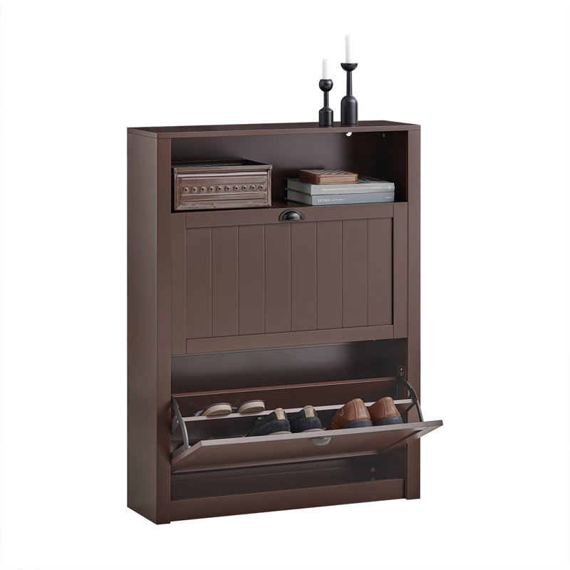14 Pair Flip Down Shoe Storage, Brown, 110cm H x 72cm W x 24cm D