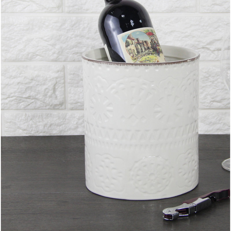 Pot de cuisine en céramique embossée beige 6,2 po, Beige