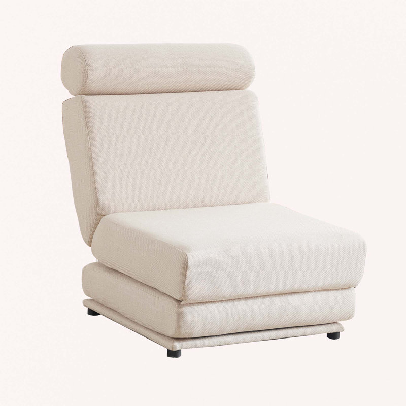 Canapé-lit simple pliable simple avec coussin, Blanc, crème