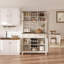 Armoire de cuisine blanche 72 po avec 4 portes, 2 tiroirs, un porte-bouteilles et des tablettes réglables pour le rangement de la salle à manger