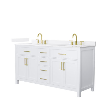 Beckett 66" Freestanding Double Bathroom Vanity with Quartz Top