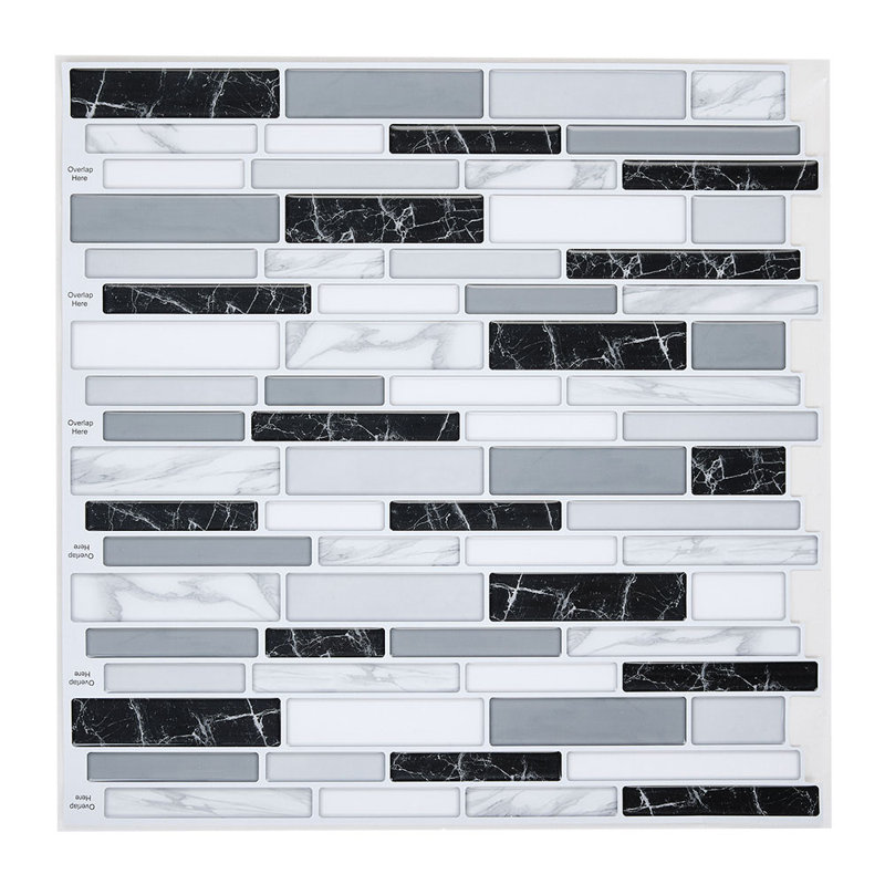 30cm x 30cm Wallpaper Tile, Black/White/Grey