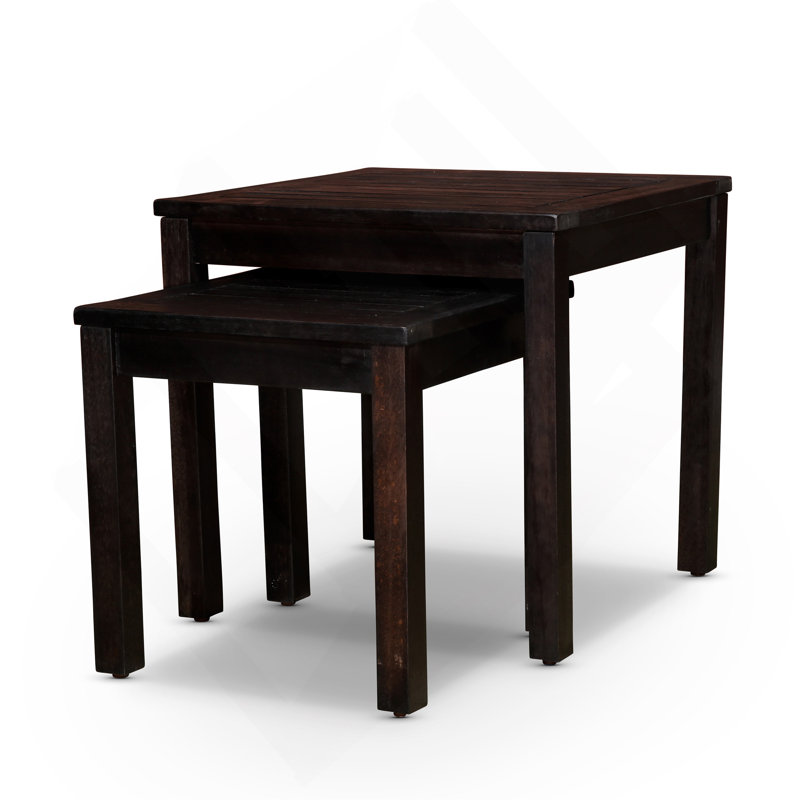 Ensemble de 2 tables gigognes en eucalyptus, espresso