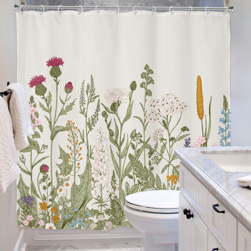 Rideau de douche Wildflower Botanical pour salle de bain 72Wx72h