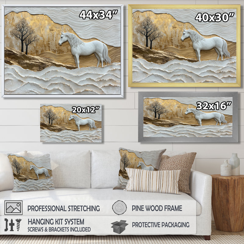 Kleier - Animals Wall Art, Impression d'un seul cadre photo, H 12 po x l 20 po, Doré