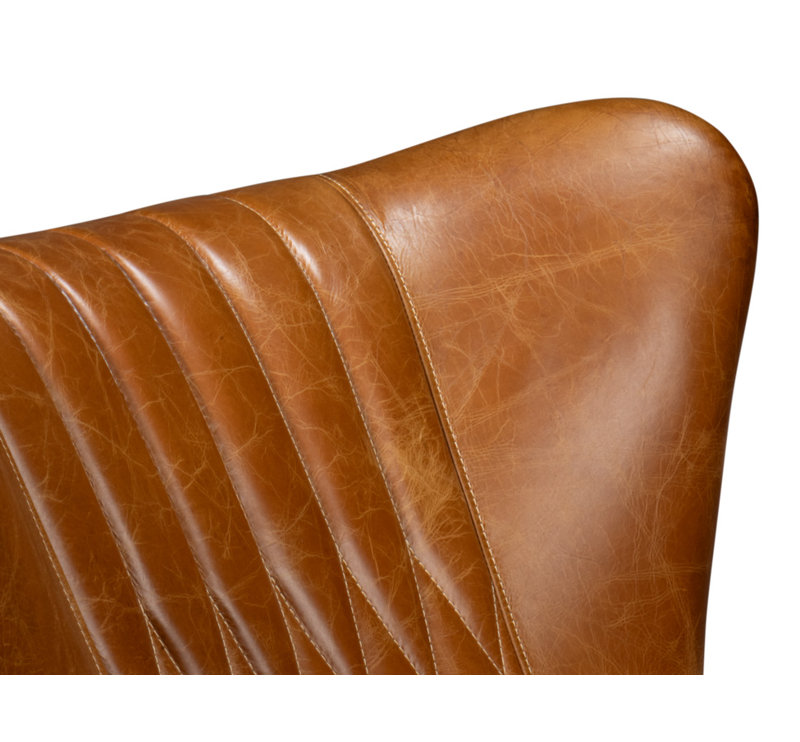 Bugatti Swivel Club Chair, Cuba Brown Genuine Leather