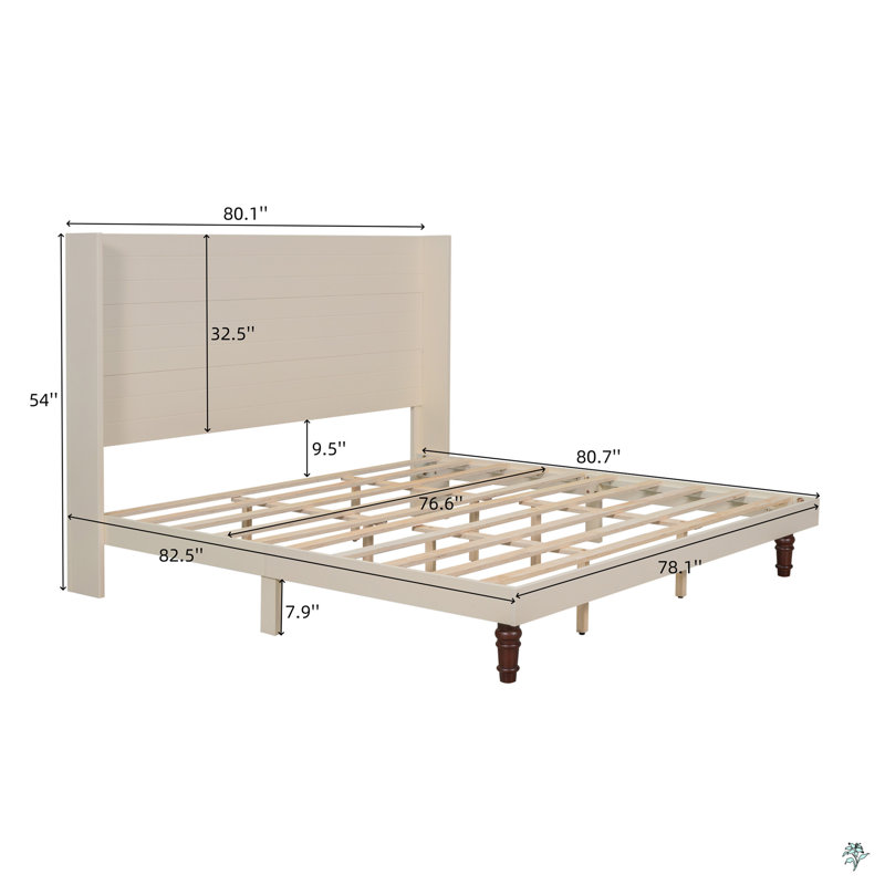 54 "High Headboard Bed, High Quality, Beige, King