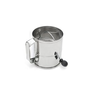 U-Taste Stainless Steel 3 Cup Flour Sifter with 4 Wire Agitators, Dishwasher Safe, Silver