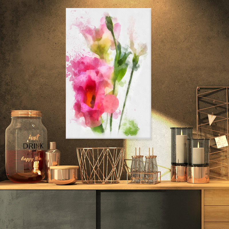 Reproduction d’art sur toile tendue, "rose à motif peint à la main", H 32 po x l 16 po x P 1 po