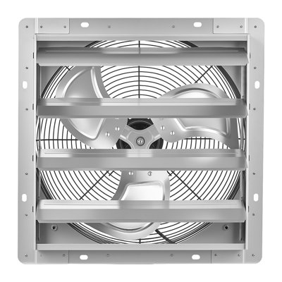 16 Inch Shutter Exhaust Fan Wall Mounted Automatic Louvers Silver, 2438 CFM Low Noise, Sturdy Steel Housing, AC Motor, Ventilation and Cooling for Attic, Garage, Barn, Greenhouse, Workshop