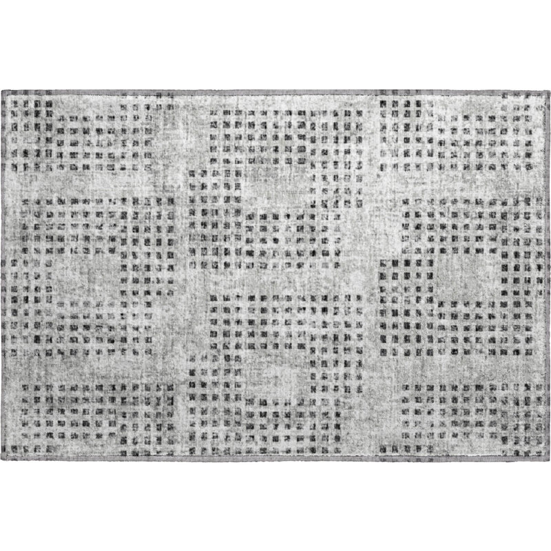 Premium Machine Washable Mayfield AMF33 Geometric Rug, 1'8" x 2'6", Gray