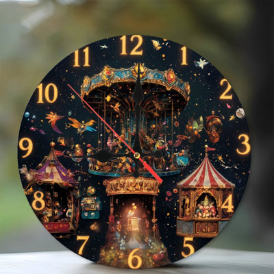 Carousel clock fantasy circus magical whimsical scene
