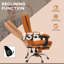 4 chaises chauffantes et vibrantes pour les employés de bureau, 3 modes, hauteur réglable, repose-pieds inclinable, similicuir brun avec réglages, repose-pieds