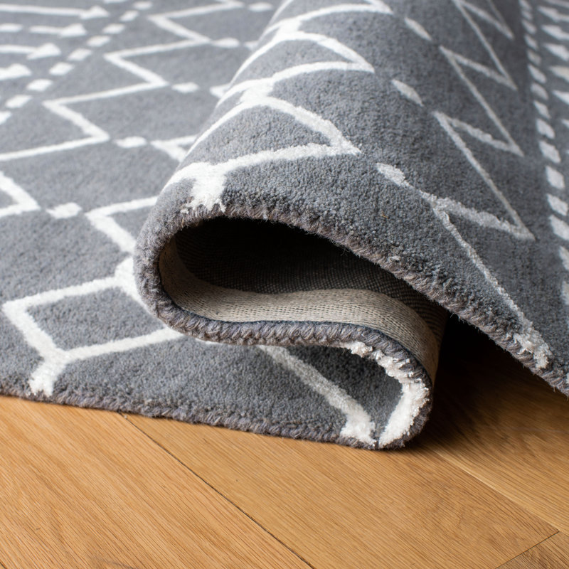 Zariah Hand Tufted Wool/Viscose Geometric Rug in Gray, Rectangle 8' x 10'
