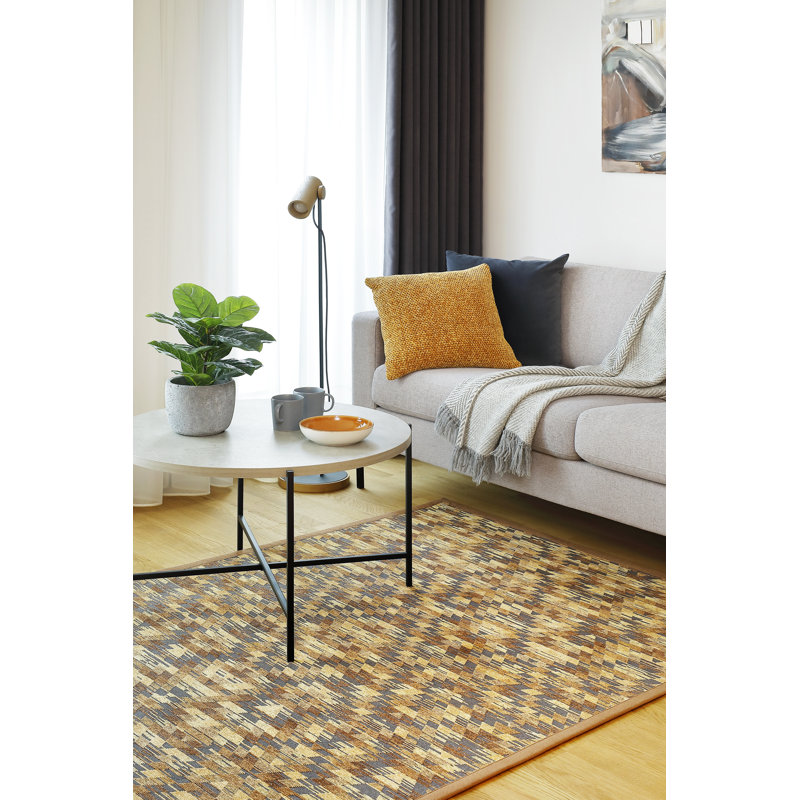 Vergi Machine Woven Brown/Beige Indoor Rug, Rectangle 100 x 160cm