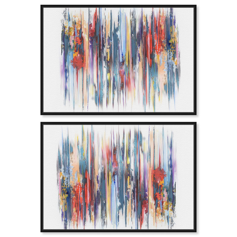 Vibrant Reverie Reflections Set Canvas Contemporary Art by Art Remedy, Black Floater Framed, 11" H x 16" W