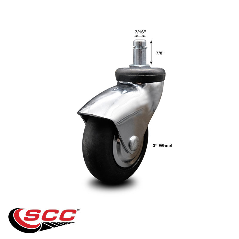 Grip Ring Stem Caster, Bright Chrome