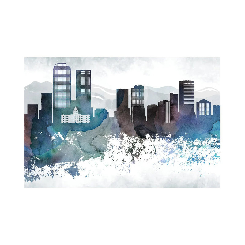 Denver Bluish Skyline - Wrapped Canvas Print, 66.04 cm H x 45.72 cm W x 3.175 cm D
