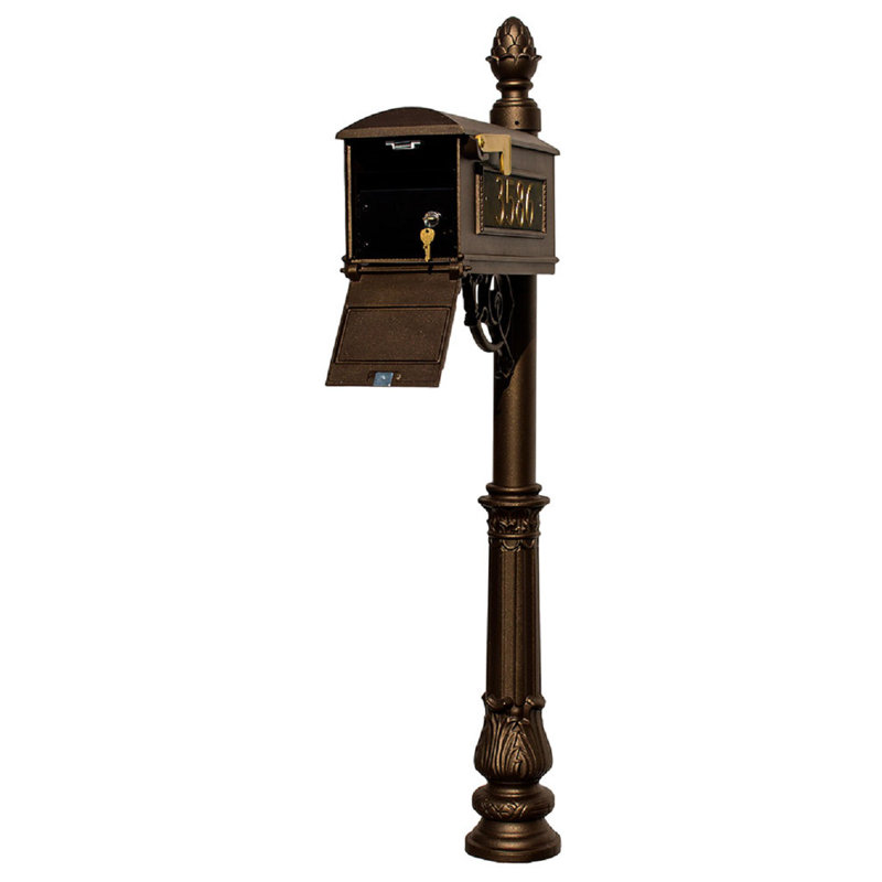 Lewiston Aluminum Post Mounted Mailbox, Yes