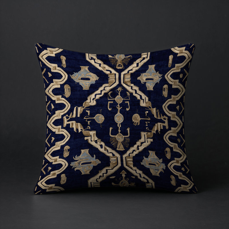 Coussin décoratif intérieur et extérieur Modern, Gris géométrique 13, Carré 16 po