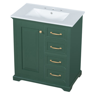Meuble-lavabo 30 po avec cabinet de lavabo avec tiroirs, structure solide et panneau de fibres à densité moyenne