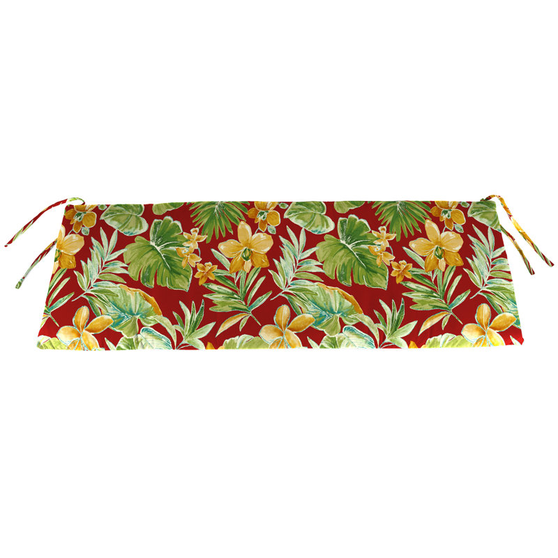 48" x 18" Outdoor Bench Cushion with Ties, Beachcrest Poppy