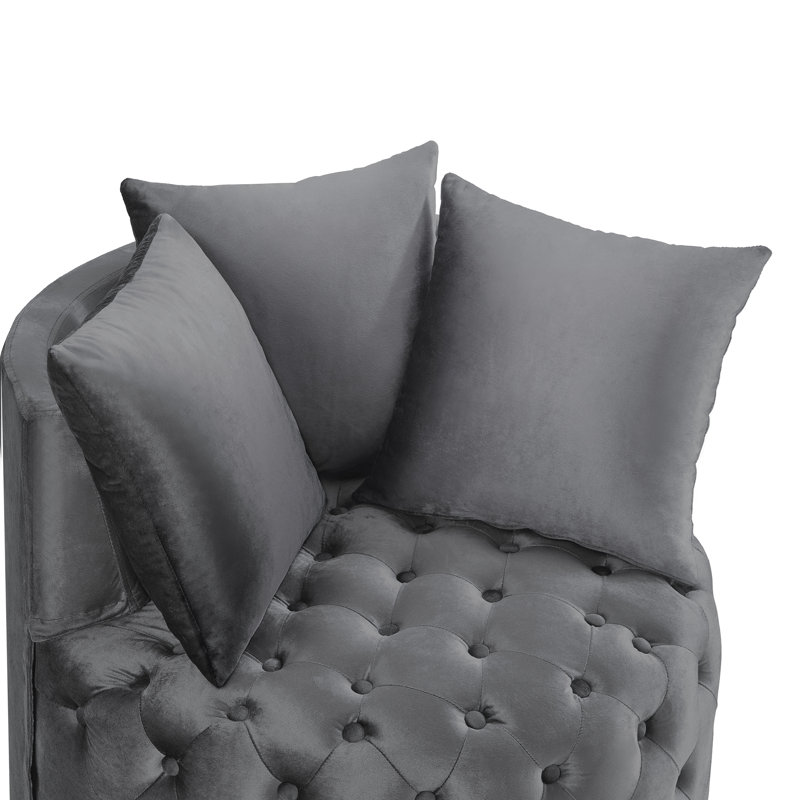 Fauteuil de loisir contemporain rembourré capitonné, gris foncé, Gris foncé