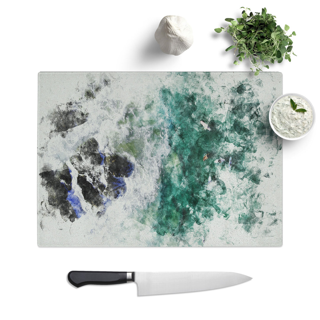Surfers at Byron Bay in Australia Watercolour Chopping Board