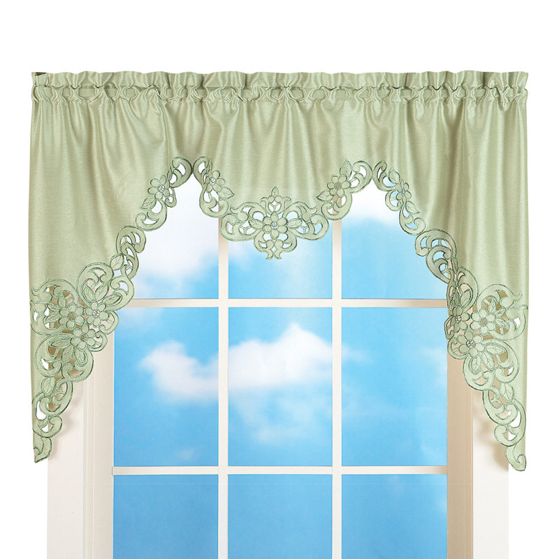 Moreau Solid Colour Pointed 58'' W Window Valance, Sage Green