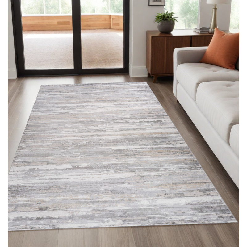Tapis beige et gris délavé usé 5 pi x 8 pi