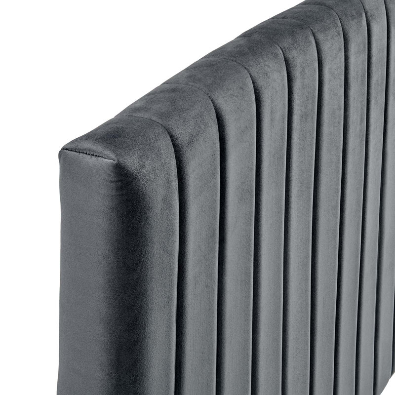 Tête de lit en velours Rebecca Performance, Gris anthracite, Double/grand