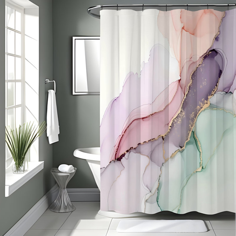 Rideau de douche avec tapis de bain, H 72 po x l 70 po