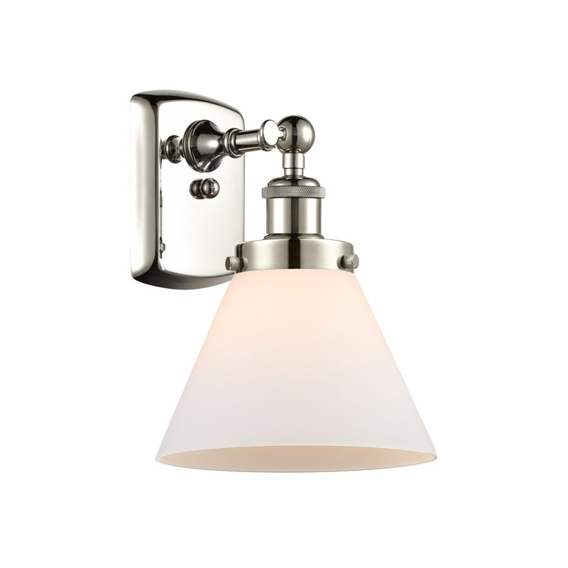 Applique murale 1 lumière 8 po Ballston Urban Cone , DEL, Blanc mat, Nickel poli