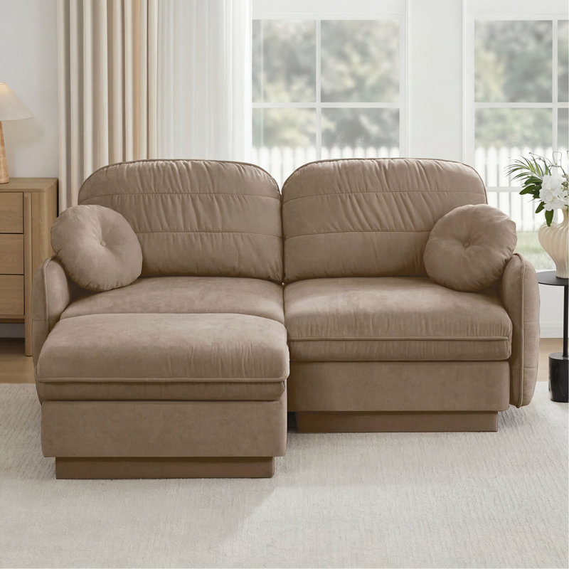 Canapé en L Chenille Cloud, Café clair, H 37,4 po x l 73,2 po x P 57,8 po