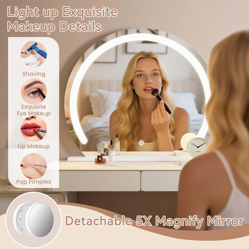Lighted Makeup Mirror, Hollywood Vanity Mirror with Lights, 30" x 38"