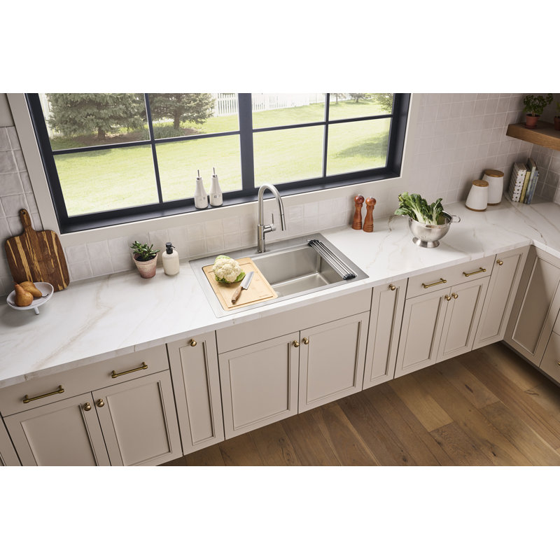 Ruvati 33 x 22 inch Drop-in Topmount Workstation Kitchen Sink 16 Gauge Stainless Steel Single Bowl