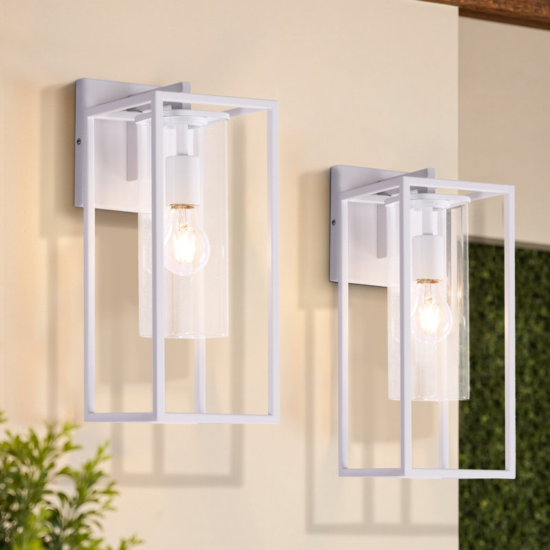 Lanterne murale d'extérieur Tiernan (ensemble de 2), Blanc, H 15,75 po x l 6,25 po x P 8,05 po