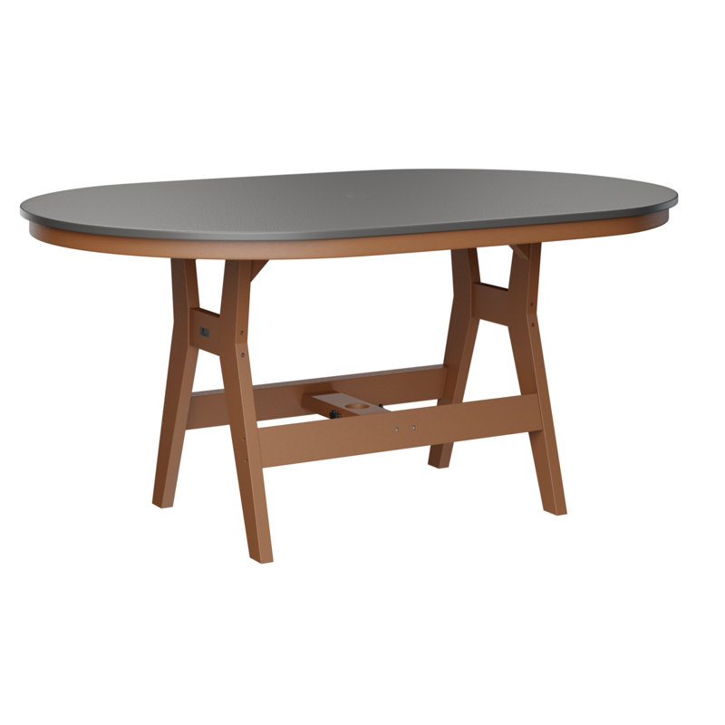 Table de bar berlinoise Berlin, Acier inoxydable martelé, H 38,87 po x l 64 po x P 44 po, Cèdre