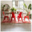 Ensemble de 2 chaises de salle à manger en métal rouge lustré, tabourets de comptoir de 18 pouces avec dossier-130174048