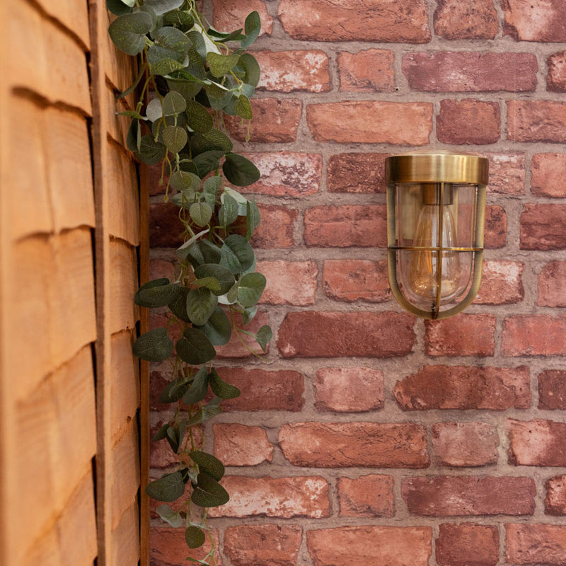 Brinkema Polished Chrome 12cm H Outdoor Armed Sconce, Gold
