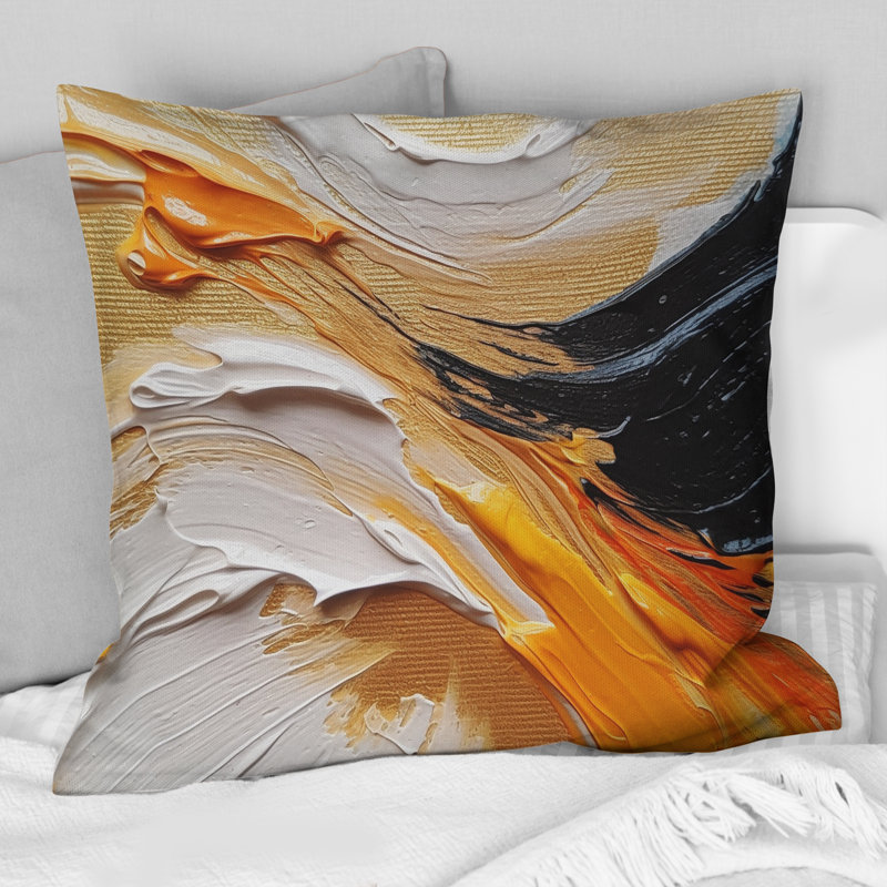 Coussin orange et noir Mystic Spirals I - Abstract Spirals