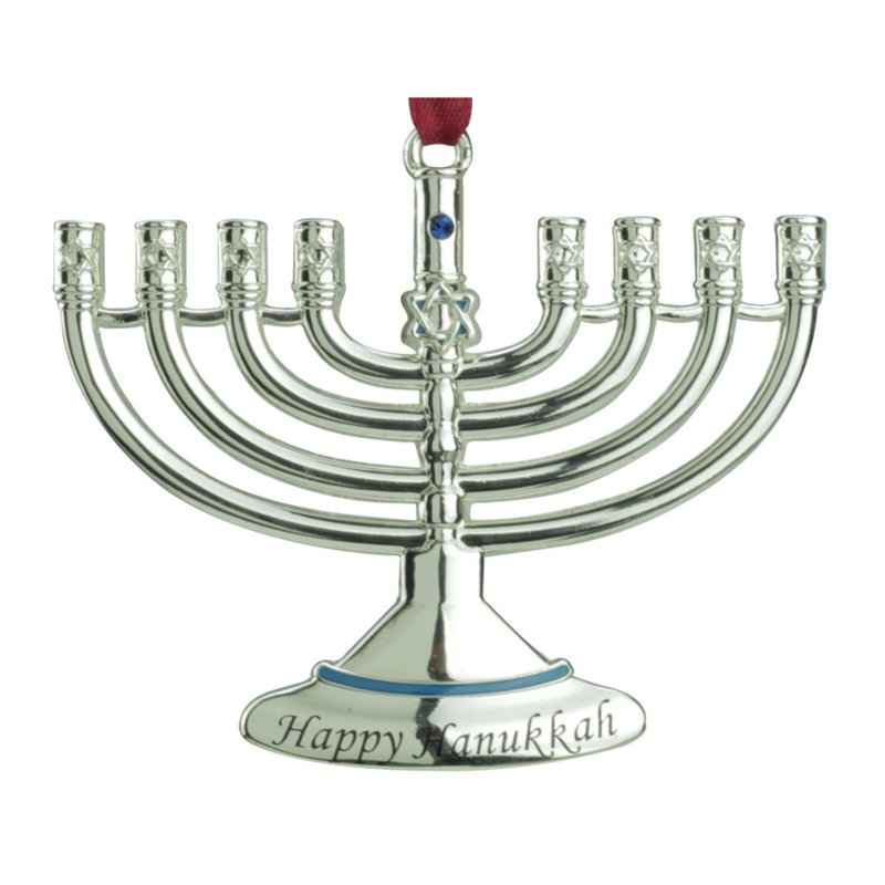 Ornement de Hanoukka suspendue 3,25 "bleu et argent
