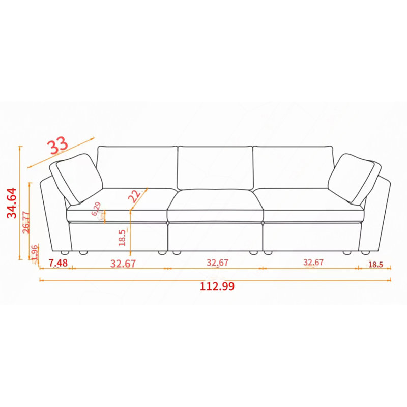 Canapé modulaire, canapé modulaire en chenille, assise et dossier moelleux, assemblage facile, conception simple et grande