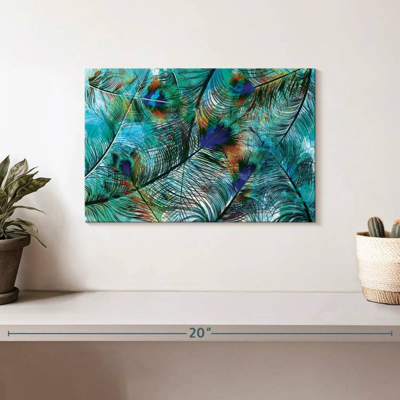 Kerner Teal Peacock Feathers Heap, 8" H x 12" W