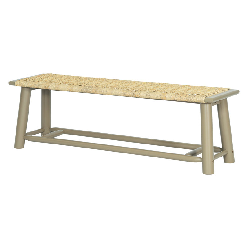 Modern 59 Inch Solid Wood Bench, Champagne Finish, Comfortable Seating For 3 Adults, Maximizes Space - Frame, Fits Snugly In Small Spaces