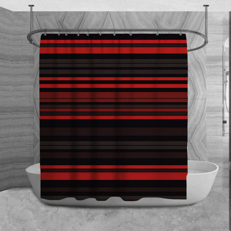 Rideau de douche à rayures Thomisha, L 70 po x L 84 po